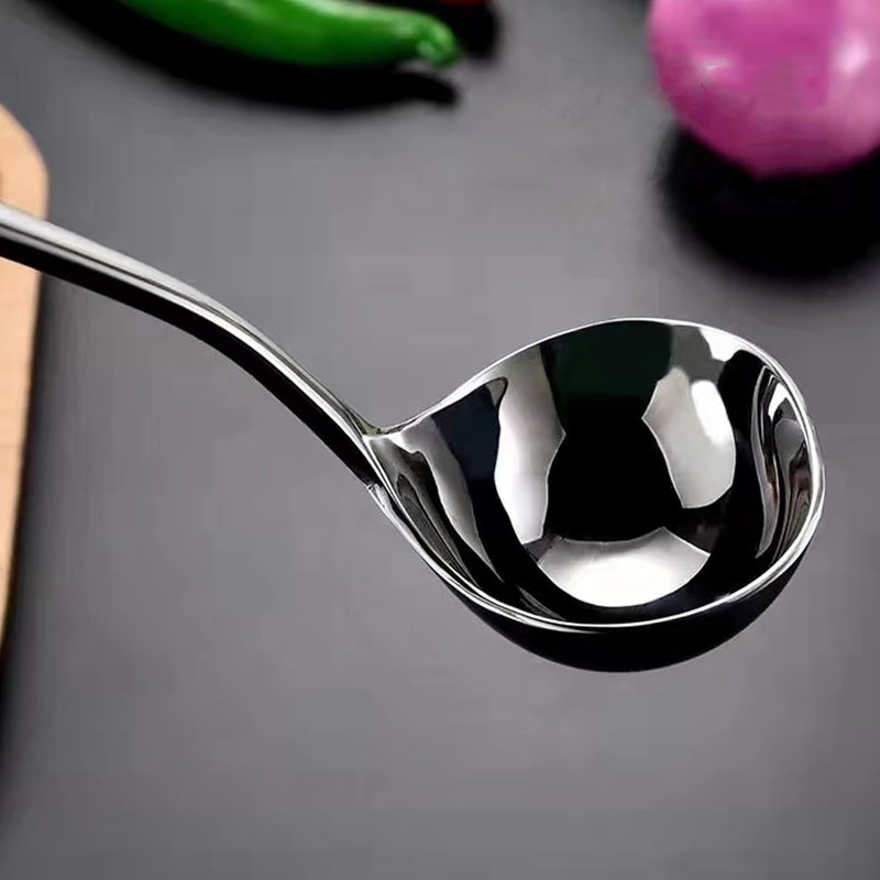 ZDFQly 2 Pieces Stainless Steel Small Ladle, Gravy Ladle, Sauce Drizzle Spoon with Spout, Small Sauce Spoon for Gravies and Dressings, Silver - Image 4